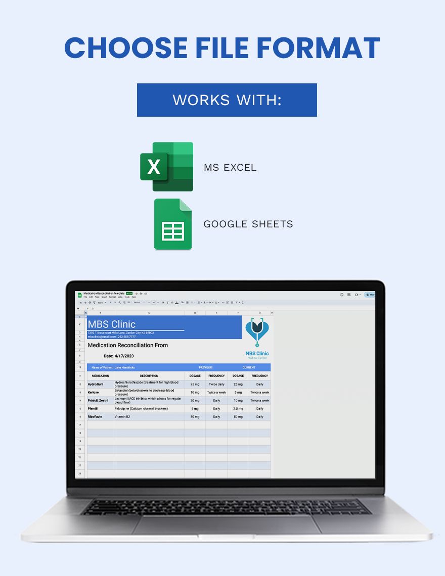 Medication Reconciliation Template Google Sheets, Excel