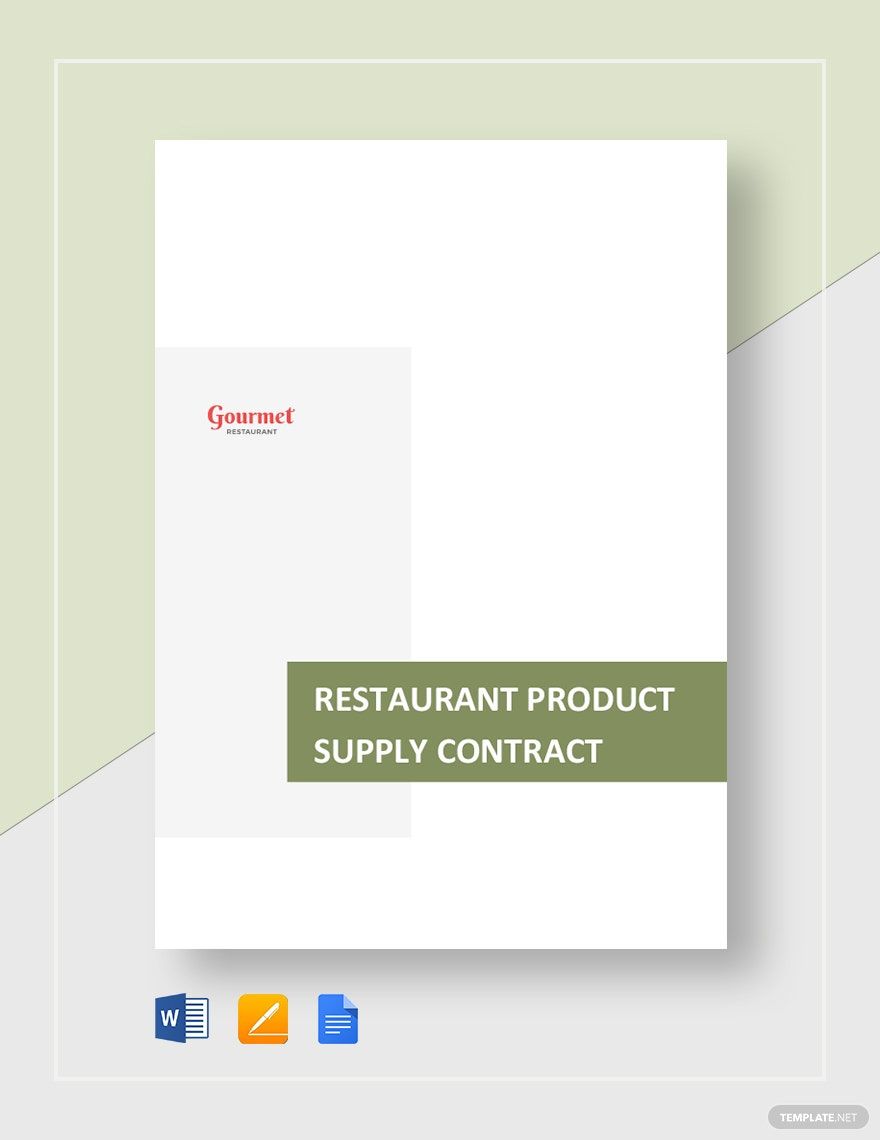 Restaurant Product Supply Contract Template