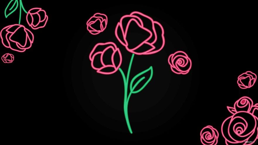 Free Neon Rose Background in Illustrator, EPS, SVG, JPG, PNG