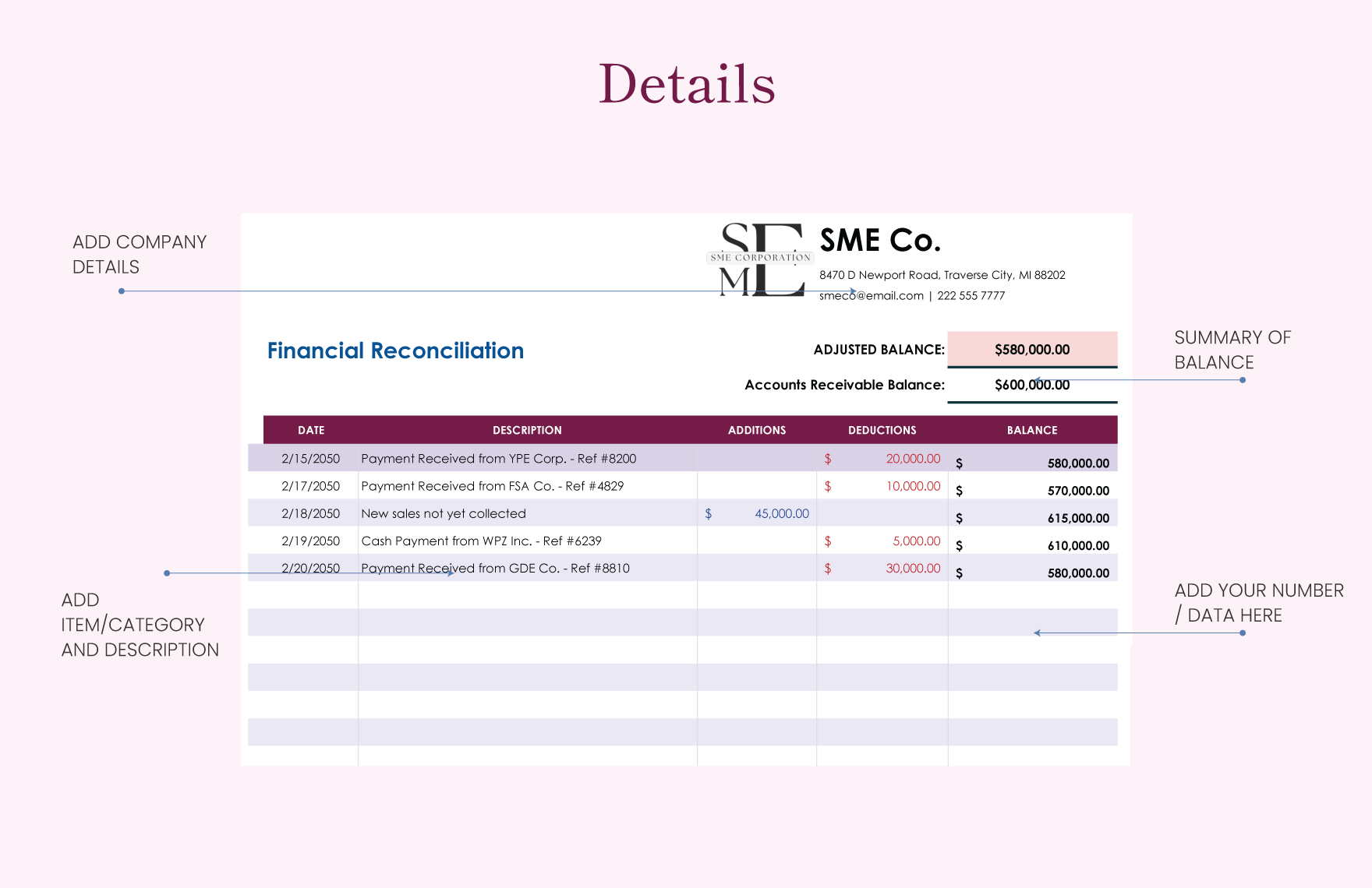 Financial Reconciliation Template