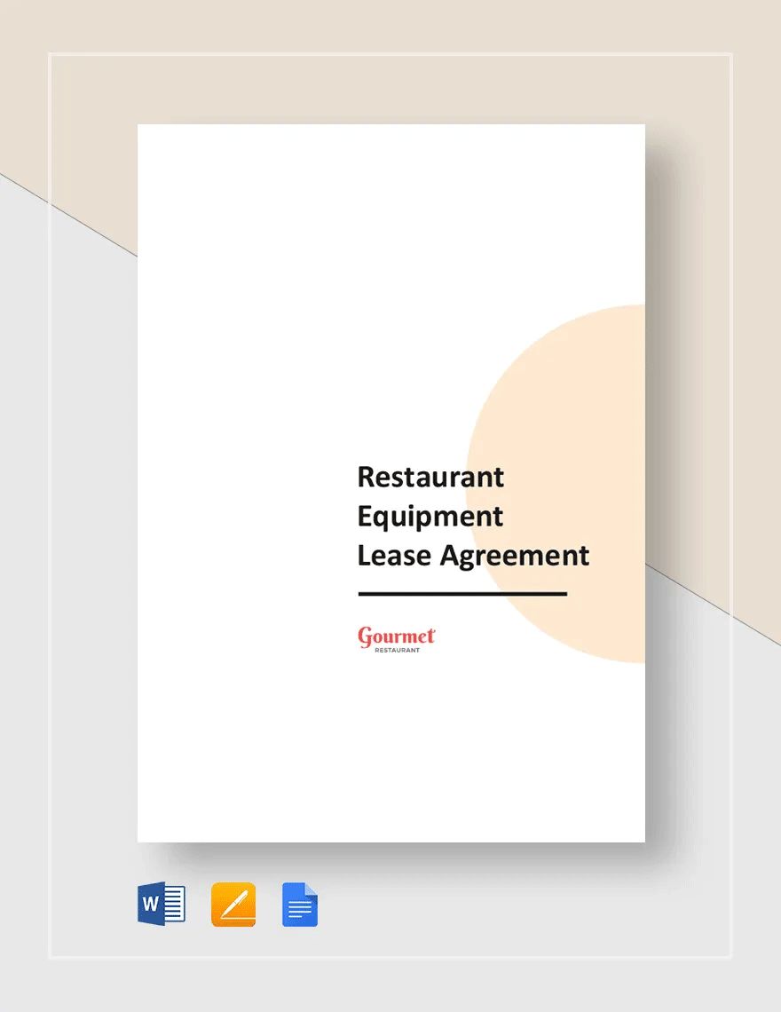 Restaurant Equipment Lease Agreement Template in Word, Google Docs, Apple Pages