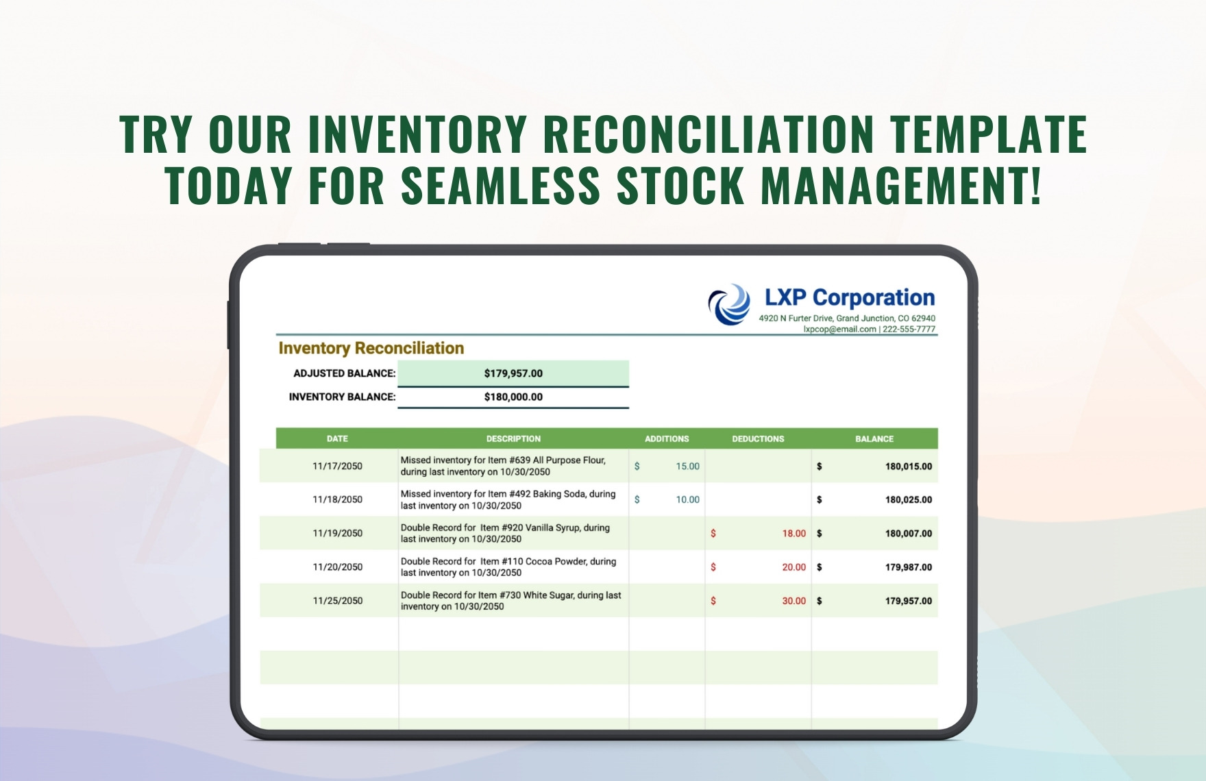 Inventory Reconciliation Template