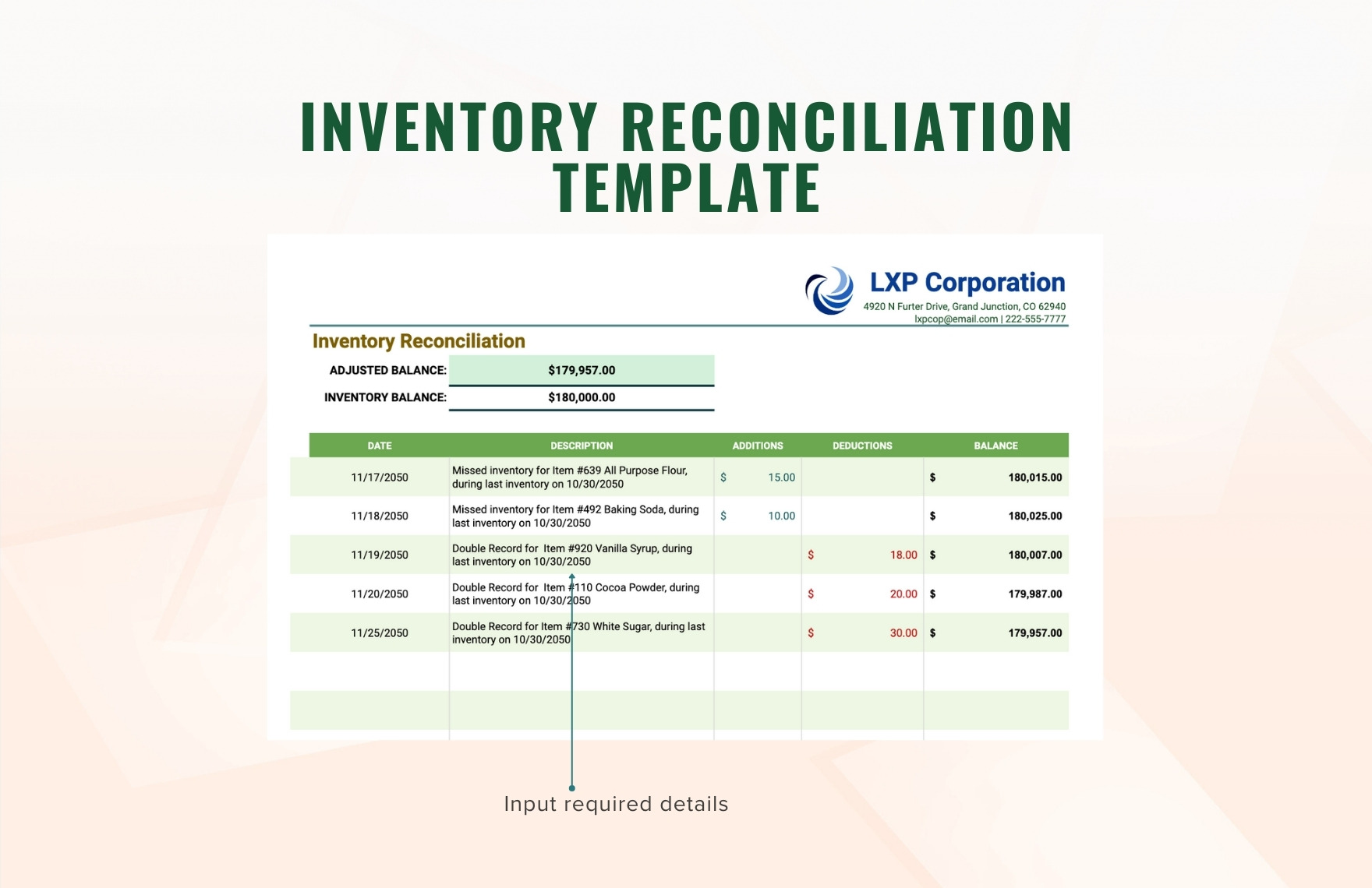 Inventory Reconciliation Template