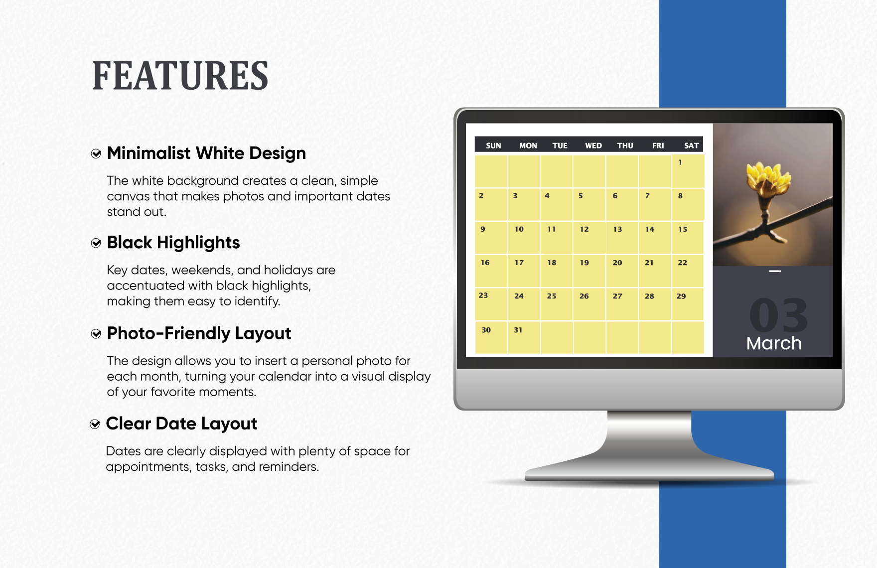 March 2025 Photo Calendar Template