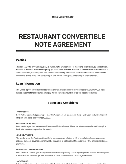 Convertible Loan Agreement Template