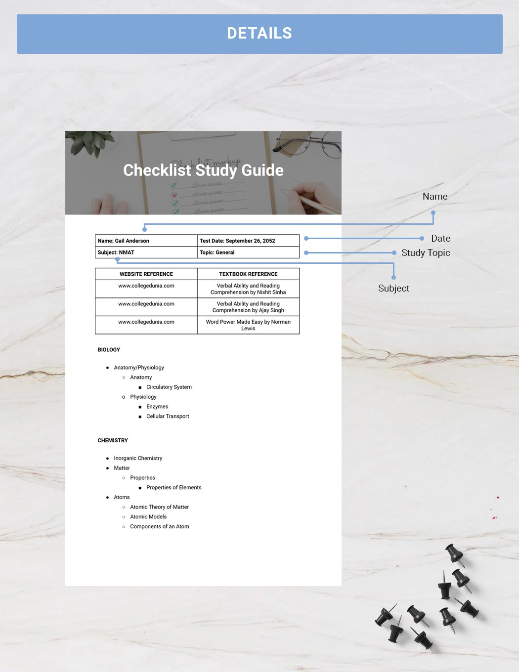 Checklist Study Guide Template