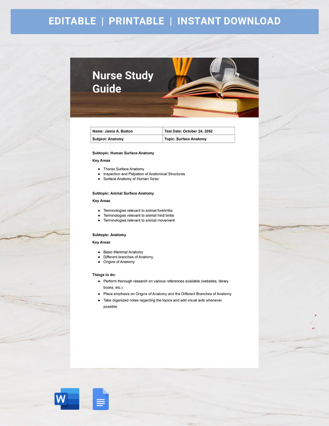 Nurse Study Guide Template