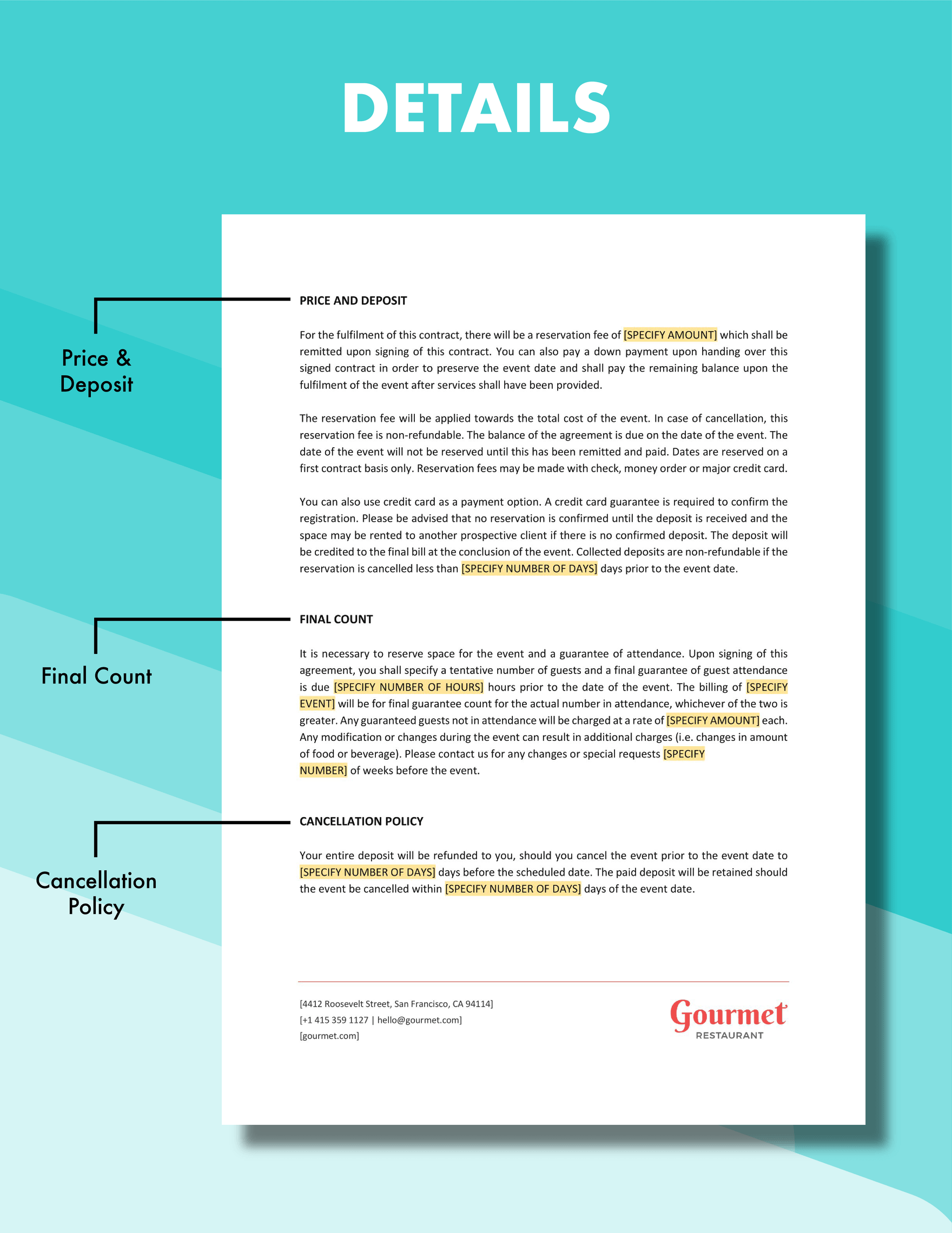 Restaurant Reservation Contract Template