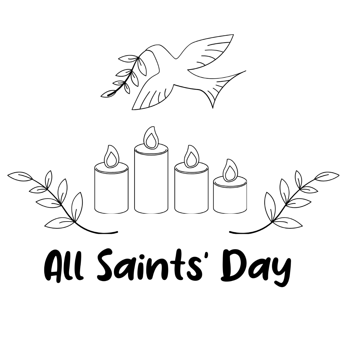 All Saints' Day Drawing Vector Template