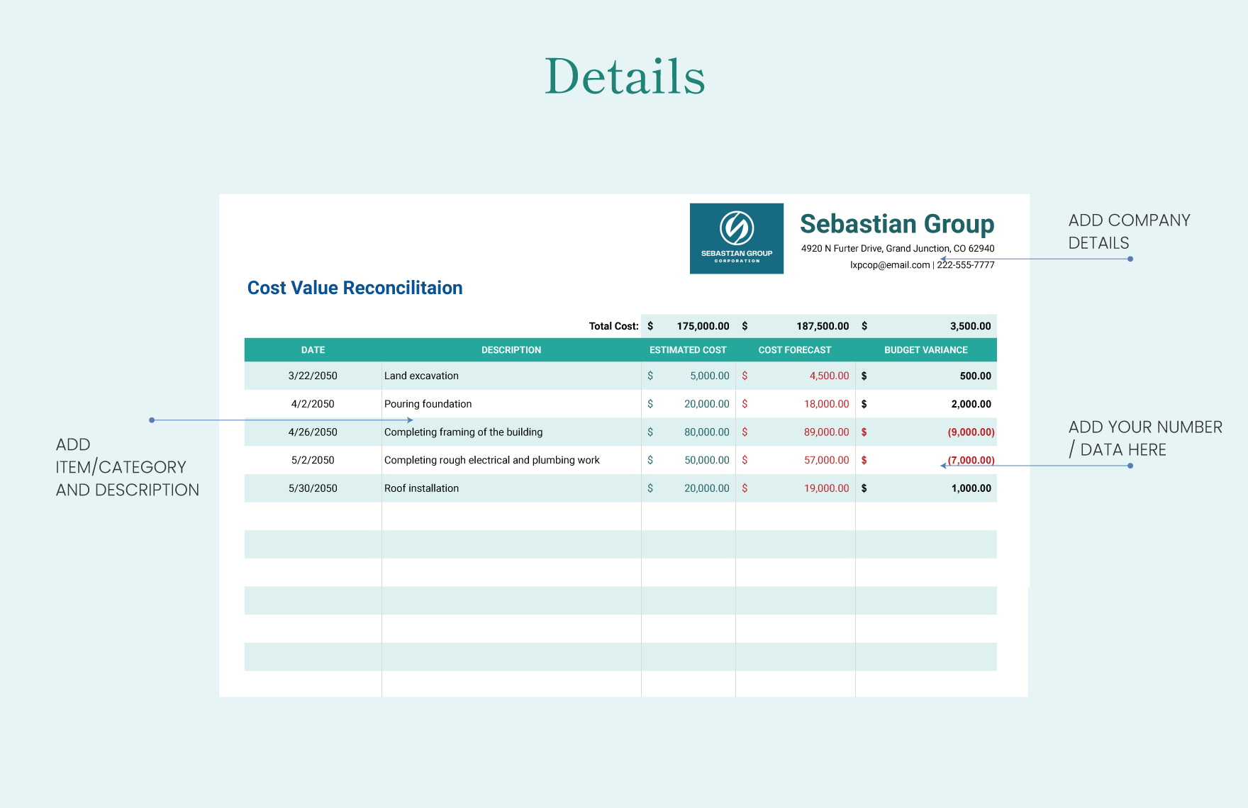 Cost Value Reconciliation Template - Download in Excel, Google Sheets