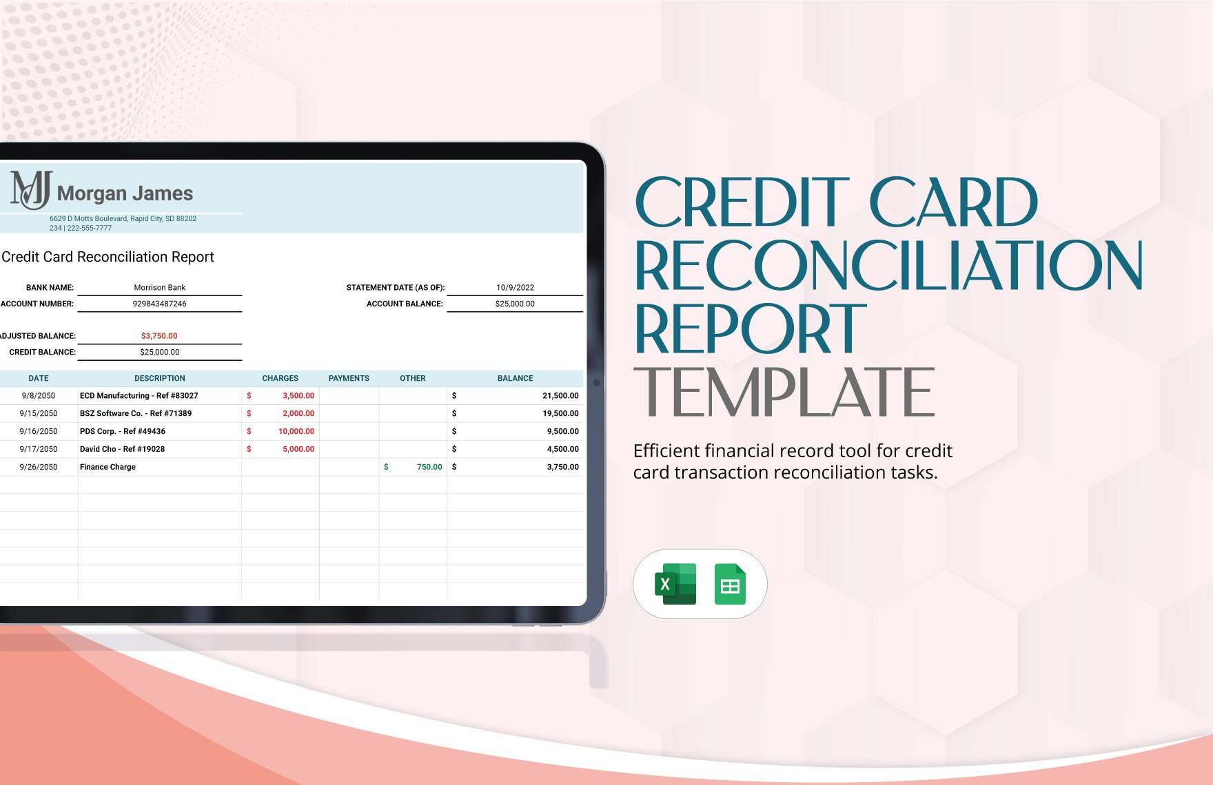 Credit Card Reconciliation Report Template in Excel, Google Sheets