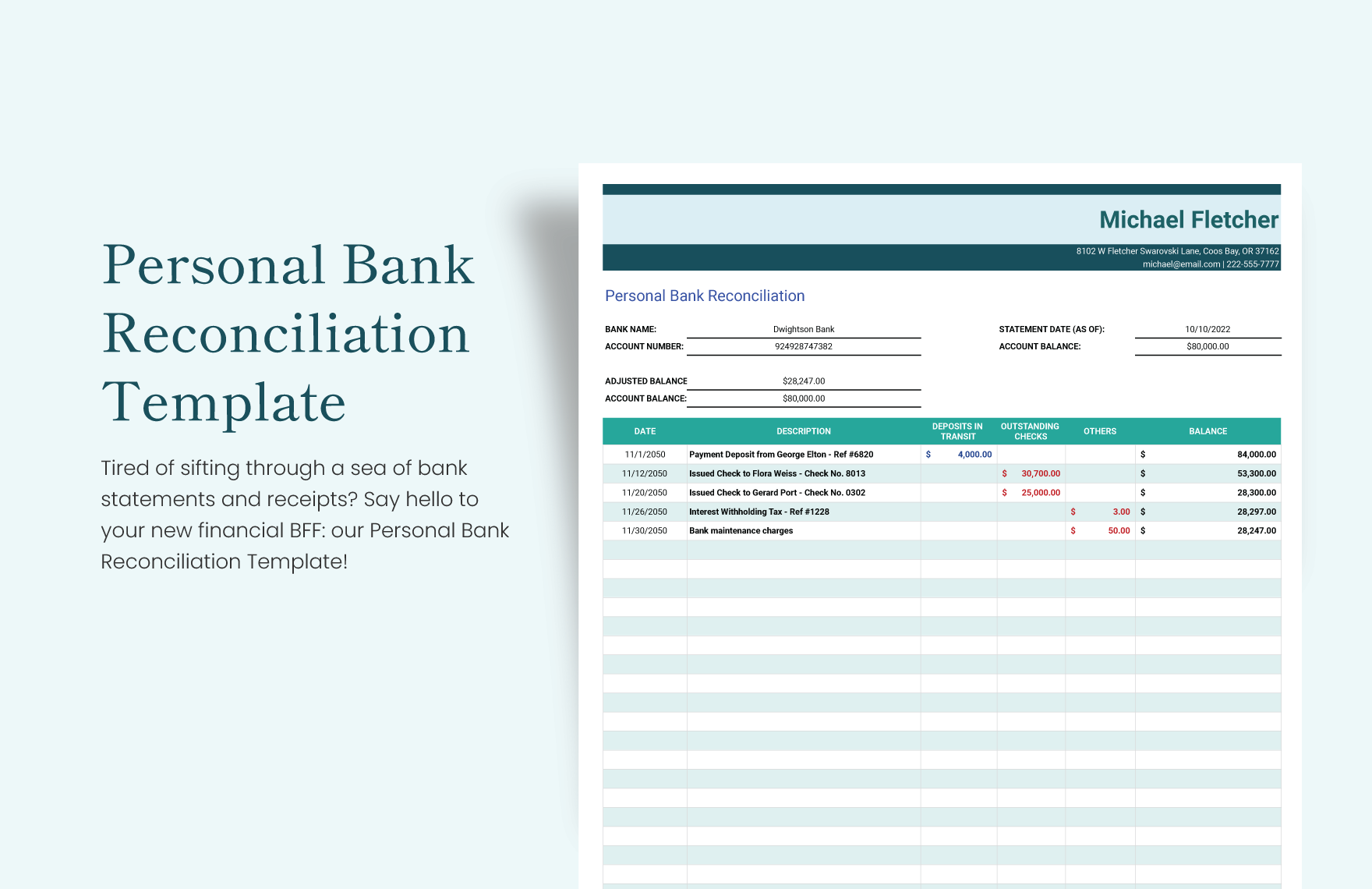 Personal Bank Reconciliation Template