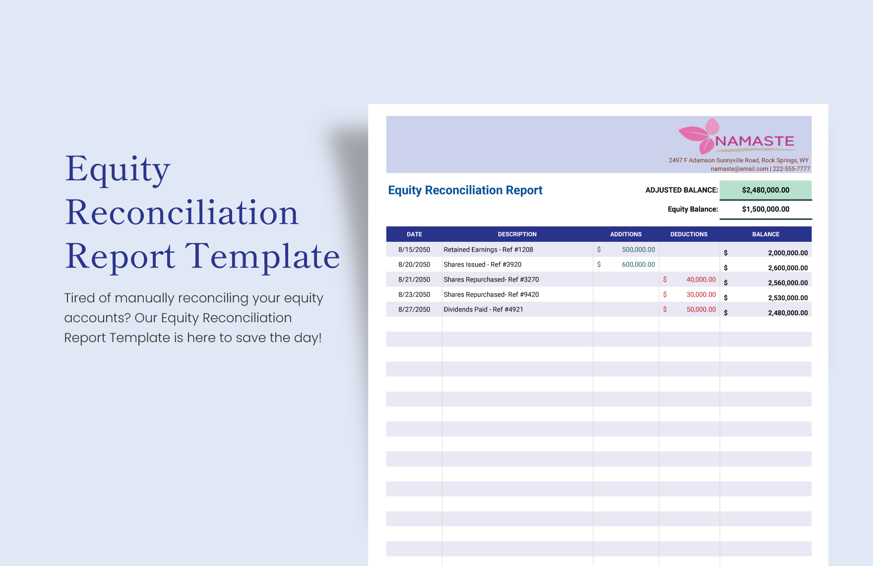 Equity Reconciliation Report Template