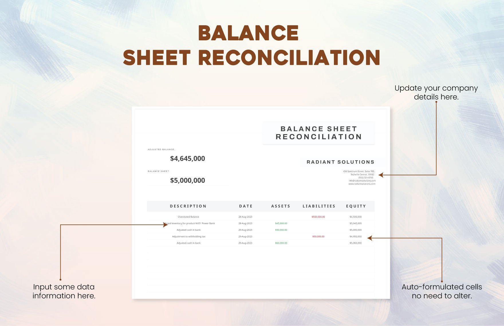 Balance Sheet Reconciliation Template