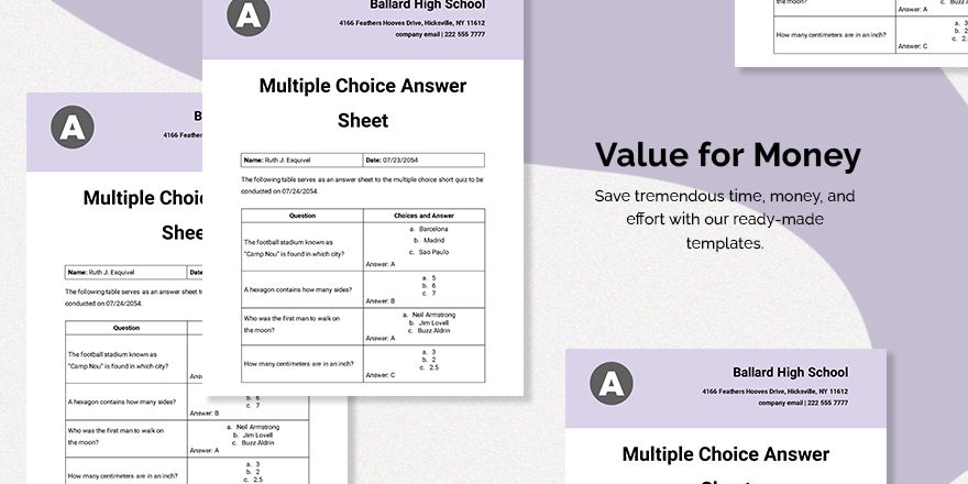 Multiple Choice Answer Sheet Template