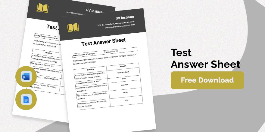 Free Test Answer Sheet Template