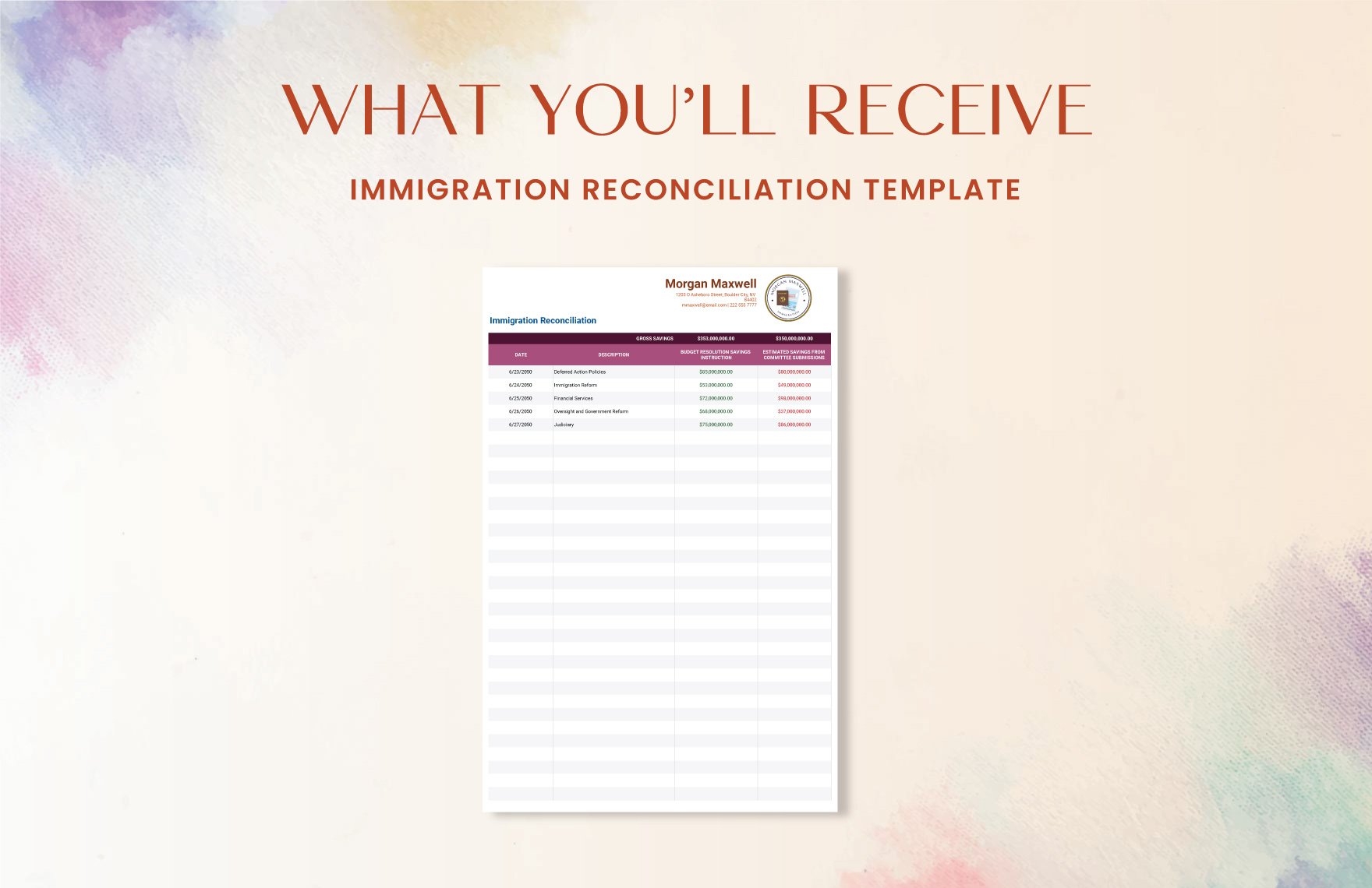 Immigration Reconciliation Template