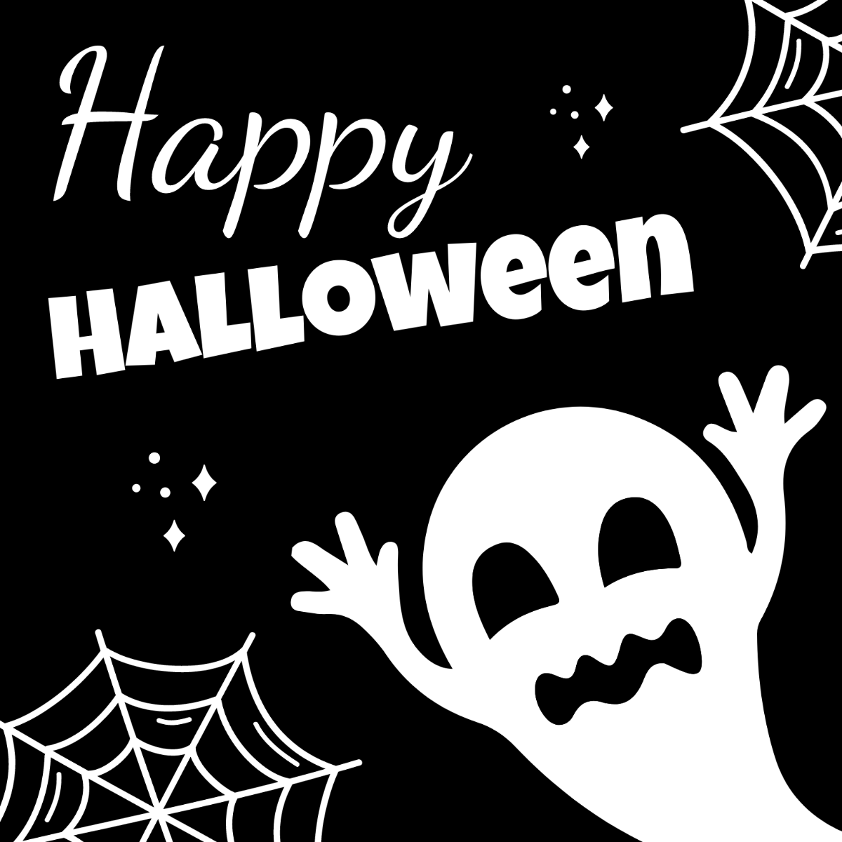 Black And White Halloween Clipart Template