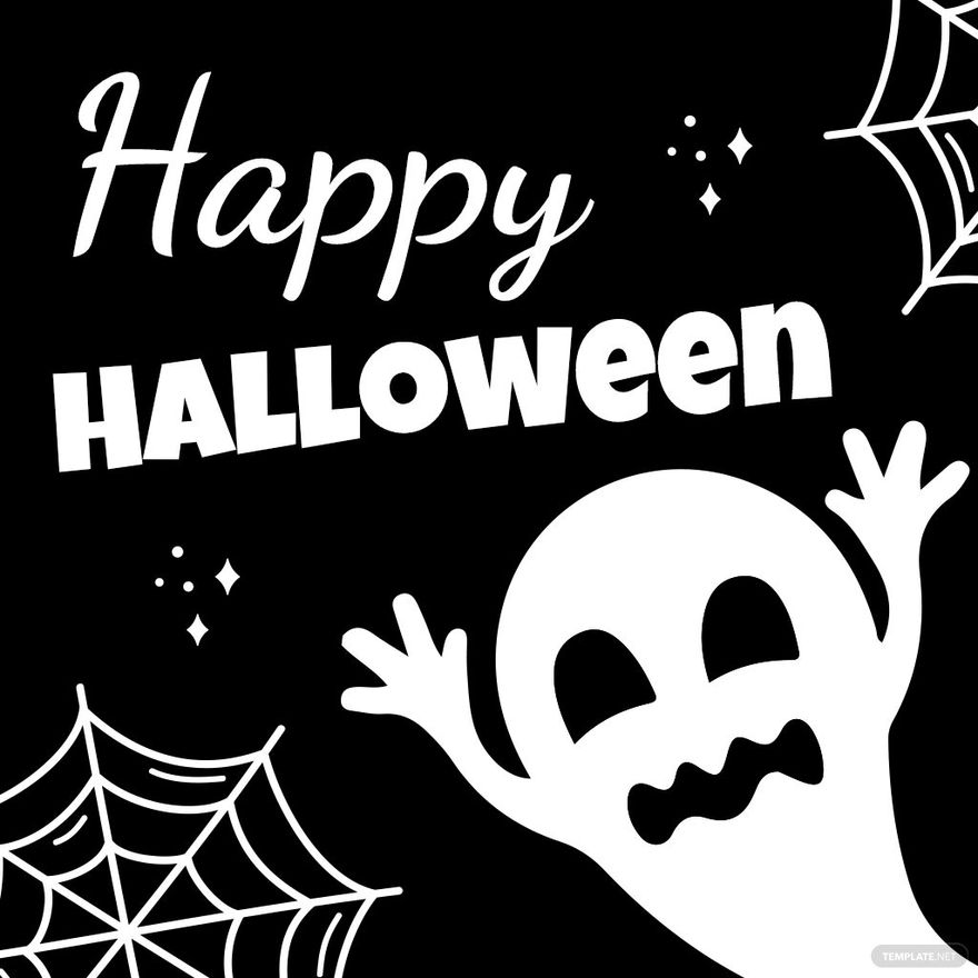 Black And White Halloween Clipart EPS Illustrator JPG PSD PNG SVG Template