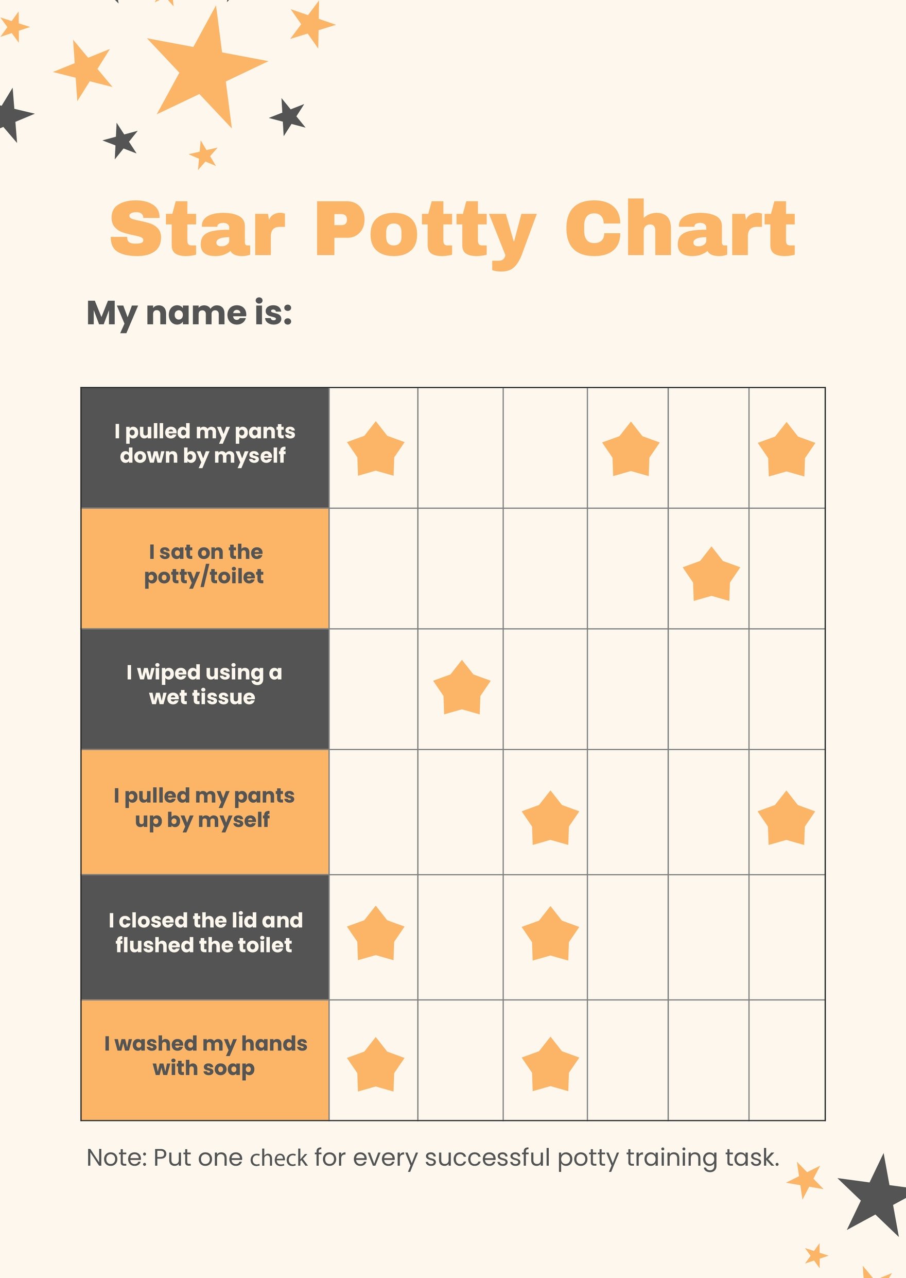 Star Potty Chart in PDF, Illustrator
