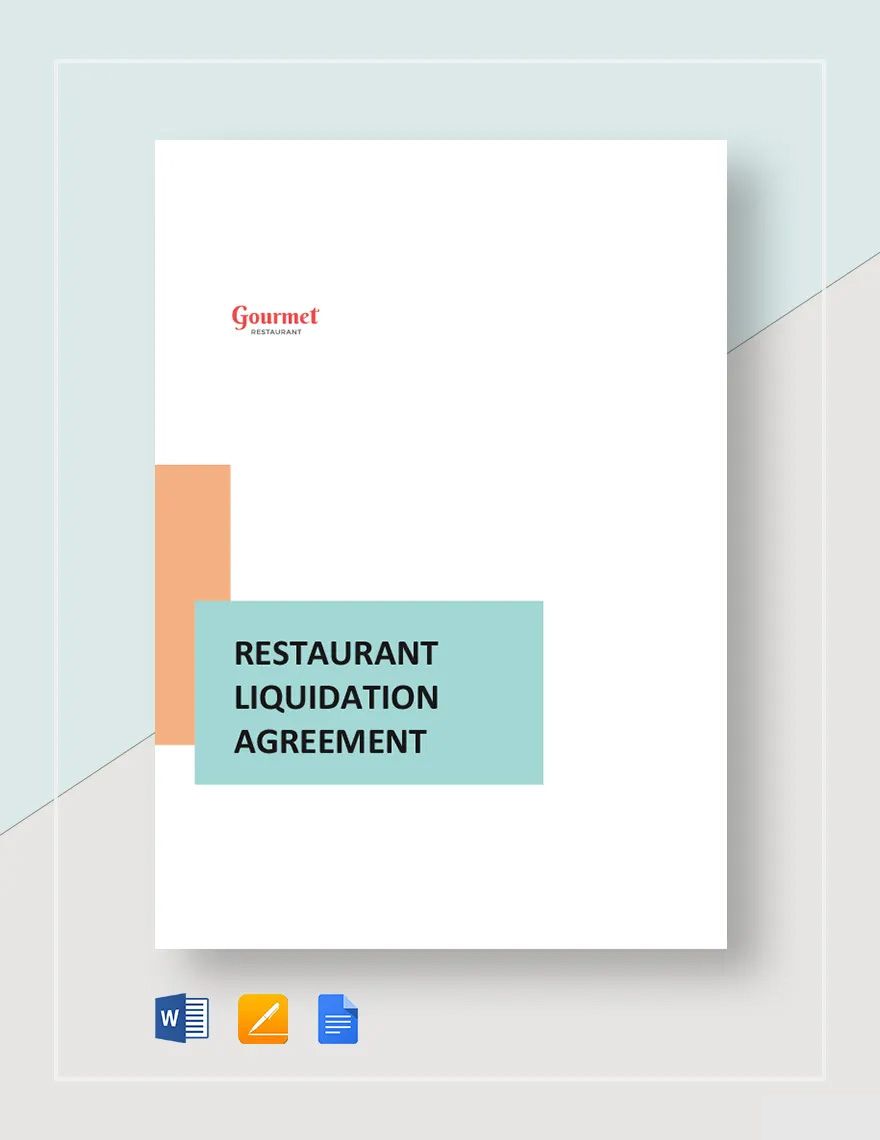 Restaurant Liquidation Agreement Template in Word, Google Docs, Apple Pages