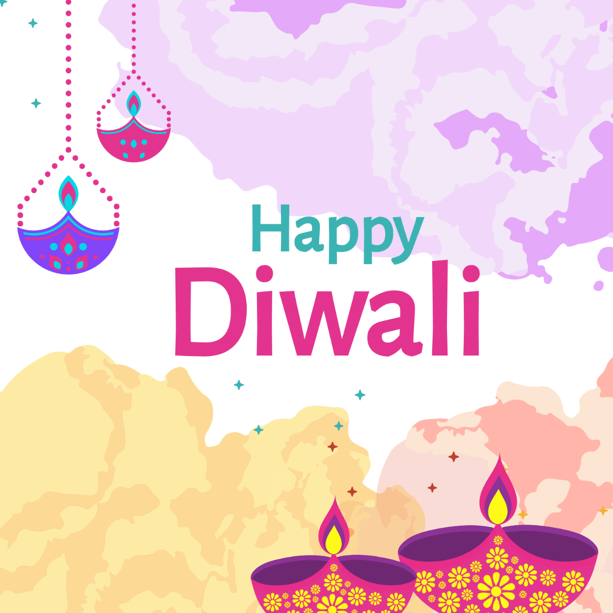 Happy Diwali Illustration Template