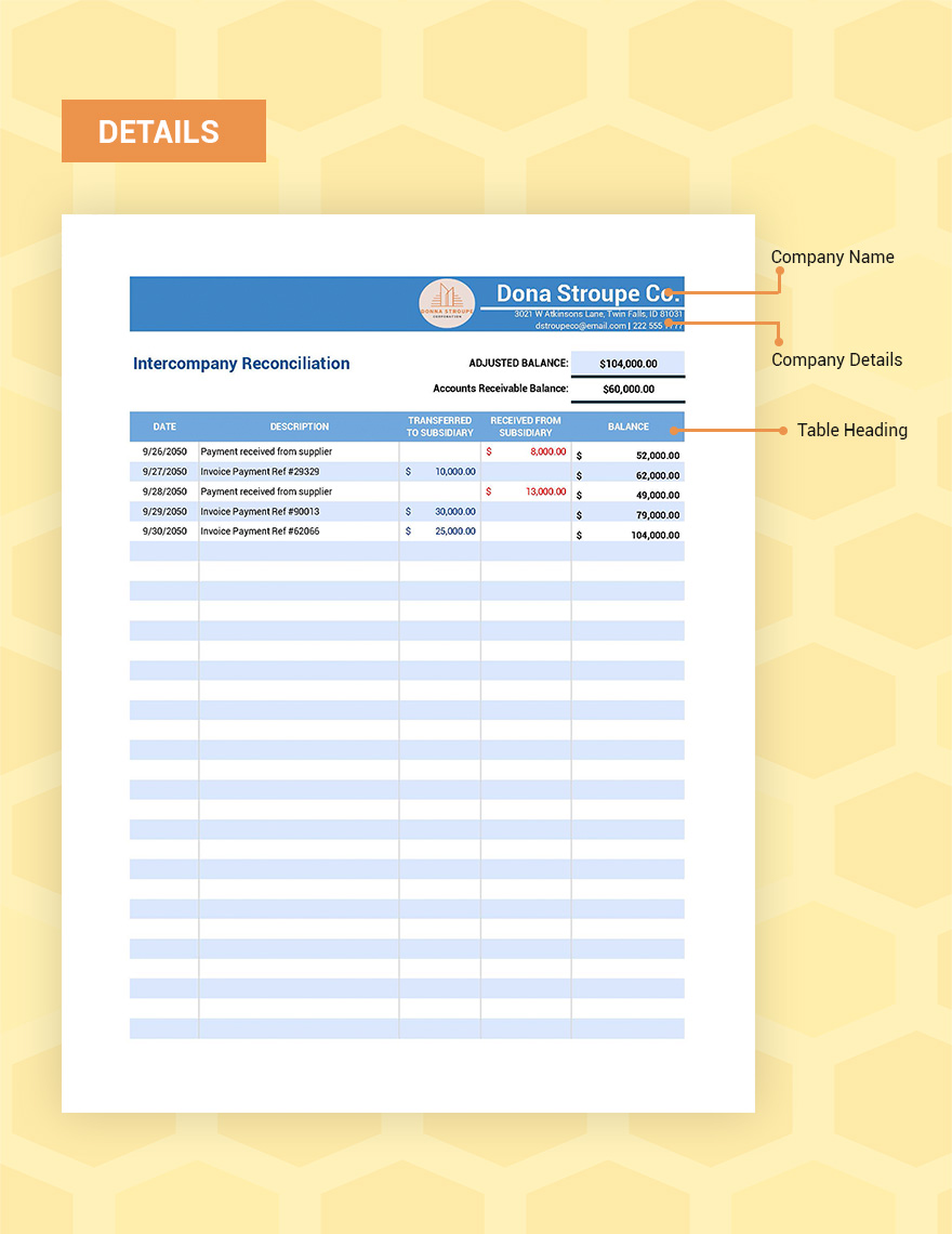 Intercompany Reconciliation Excel Template