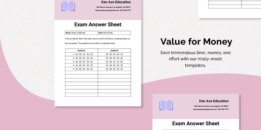 Exam Answer Sheet Template