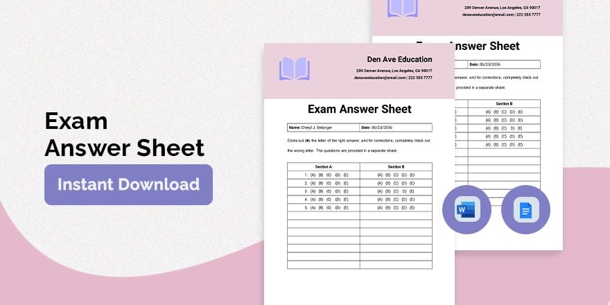 Exam Answer Sheet Template