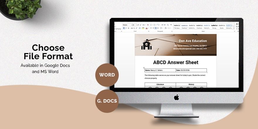 ABCD Answer Sheet Template