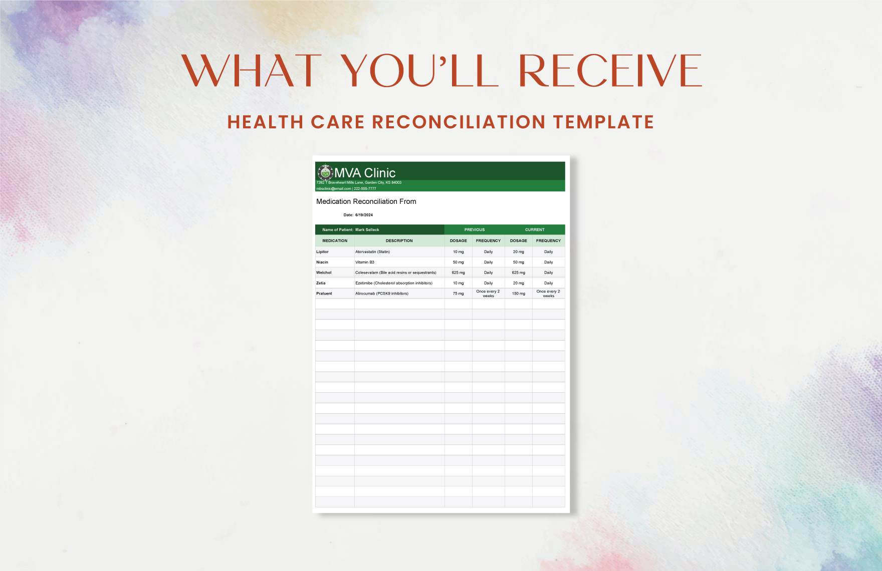 Health Care Reconciliation Template
