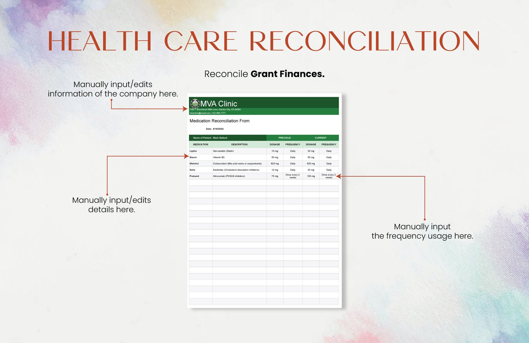 Health Care Reconciliation Template