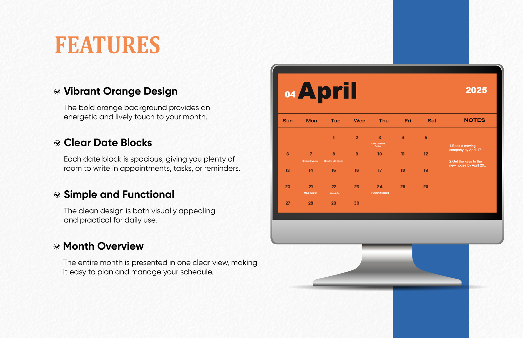 Printable April 2025 Calendar Template