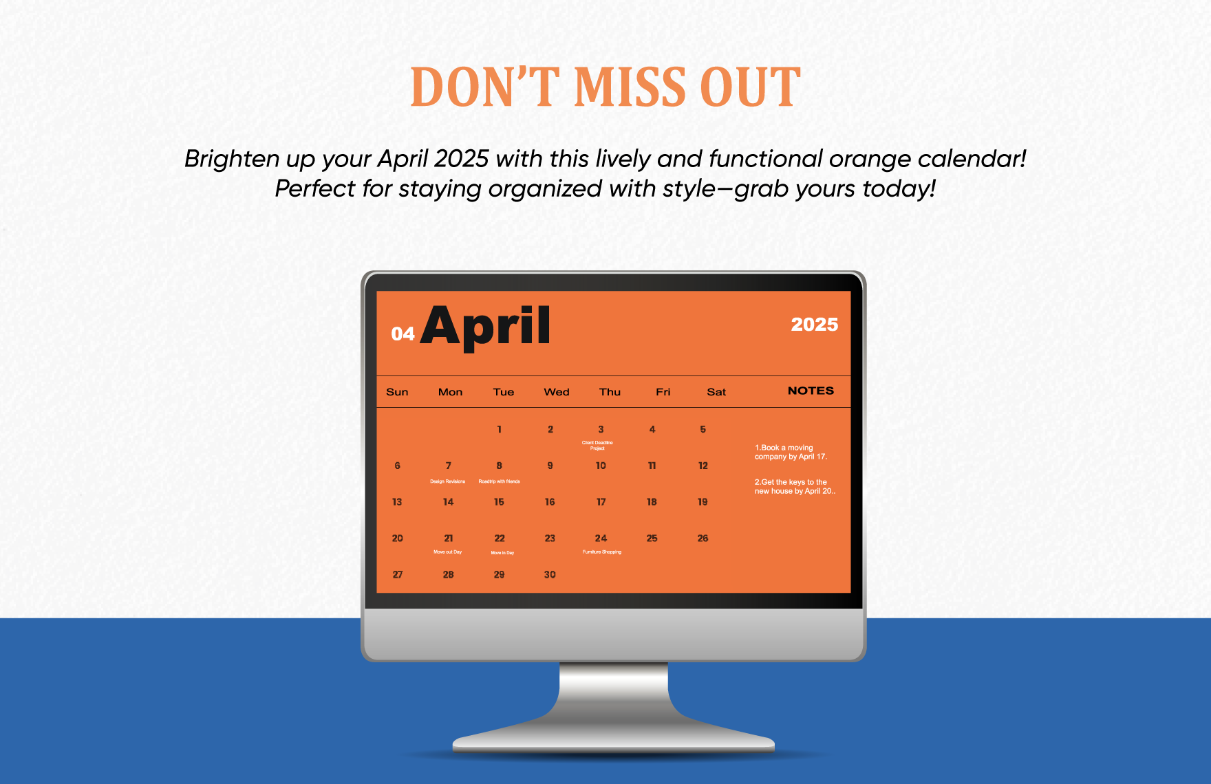 Printable April 2025 Calendar Template
