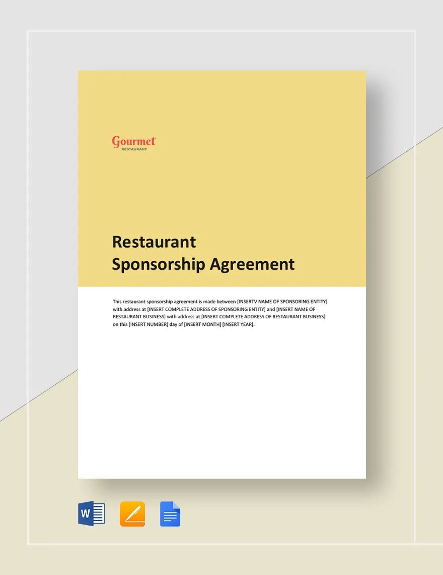 Restaurant Sponsorship Agreement Template