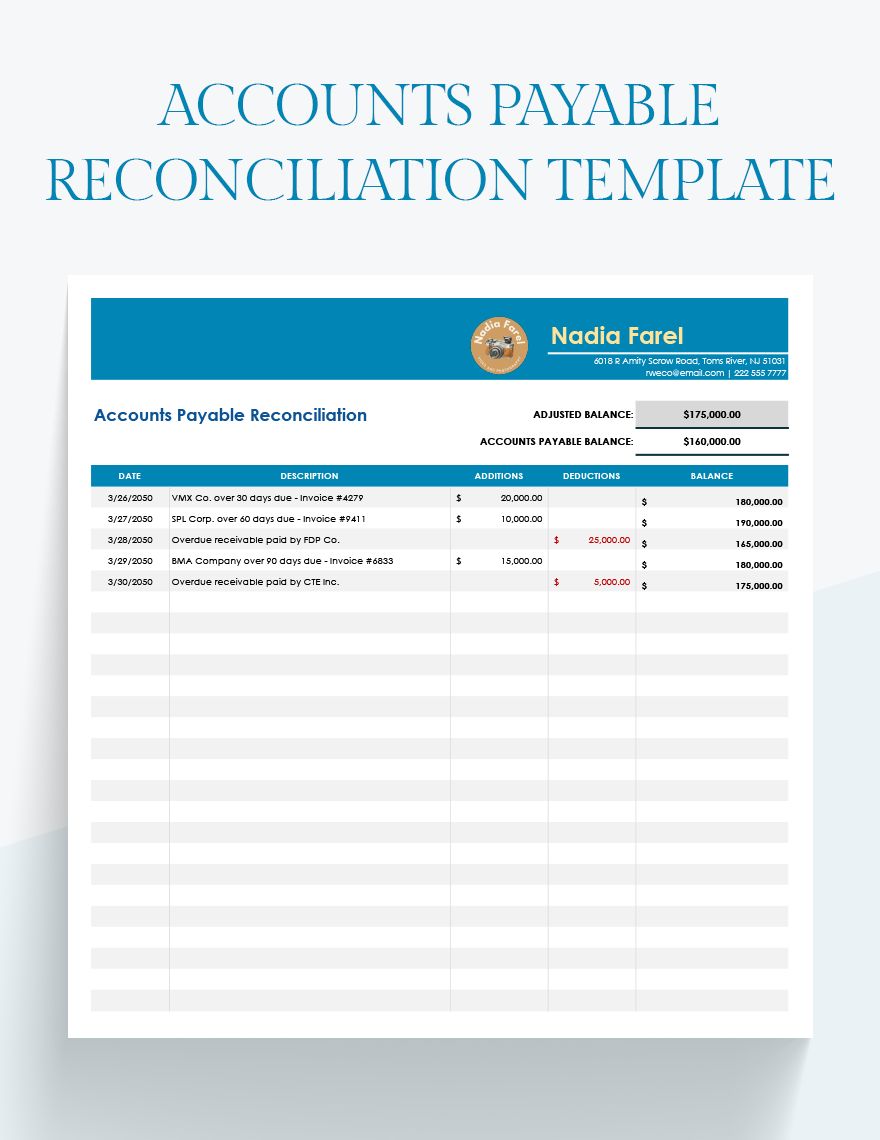 Accounts Payable Reconciliation Template Google Sheets Excel