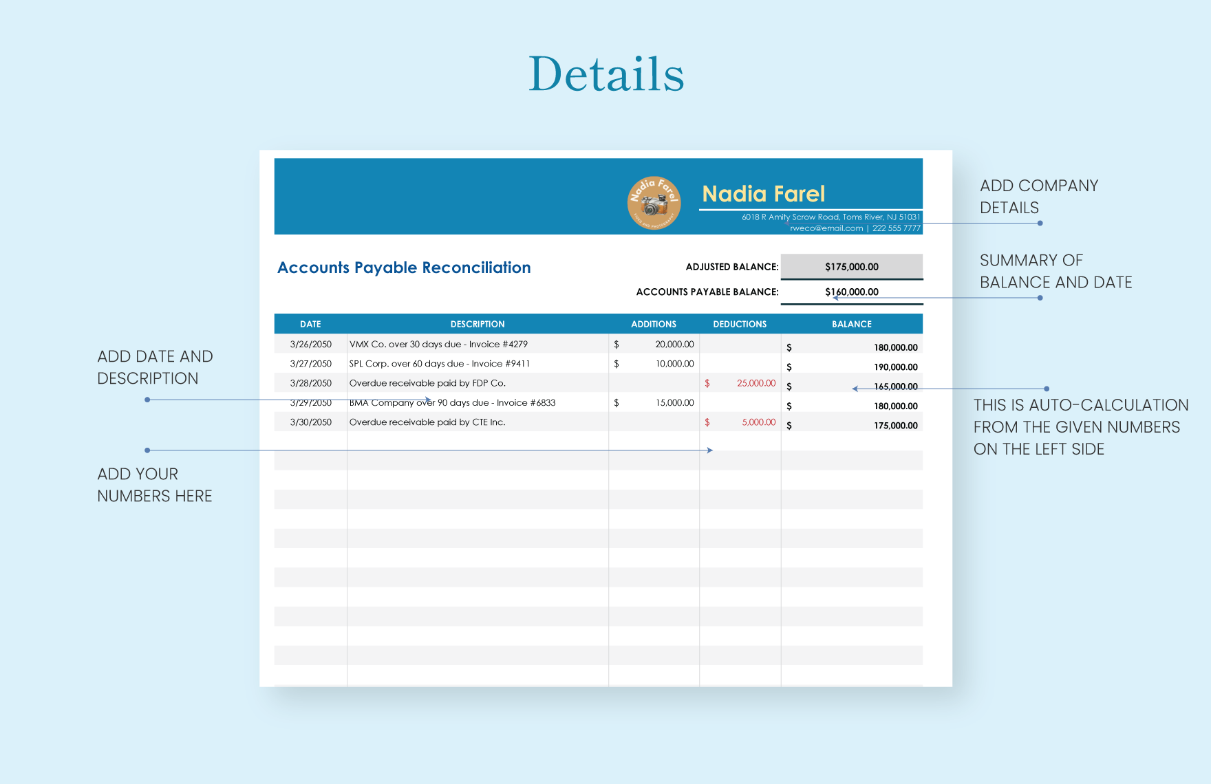 Accounts Payable Reconciliation Template Download in Excel, Google