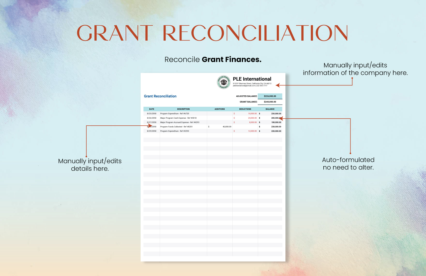 Grant Reconciliation Template