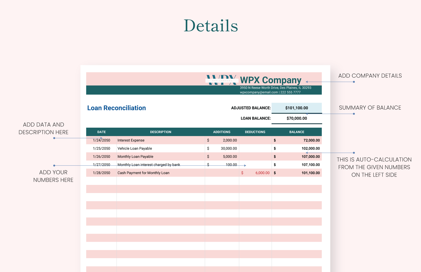 Loan Reconciliation Template Download in Excel, Google Sheets