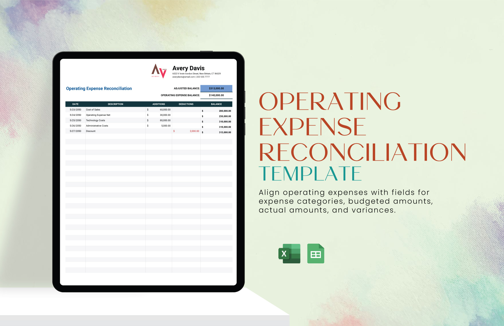 Operating Expense Reconciliation Template