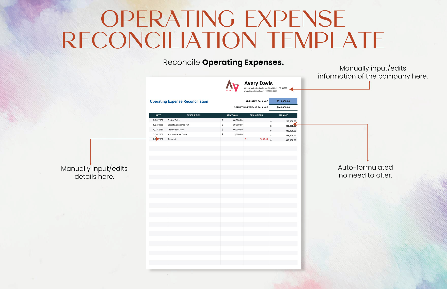 Operating Expense Reconciliation Template