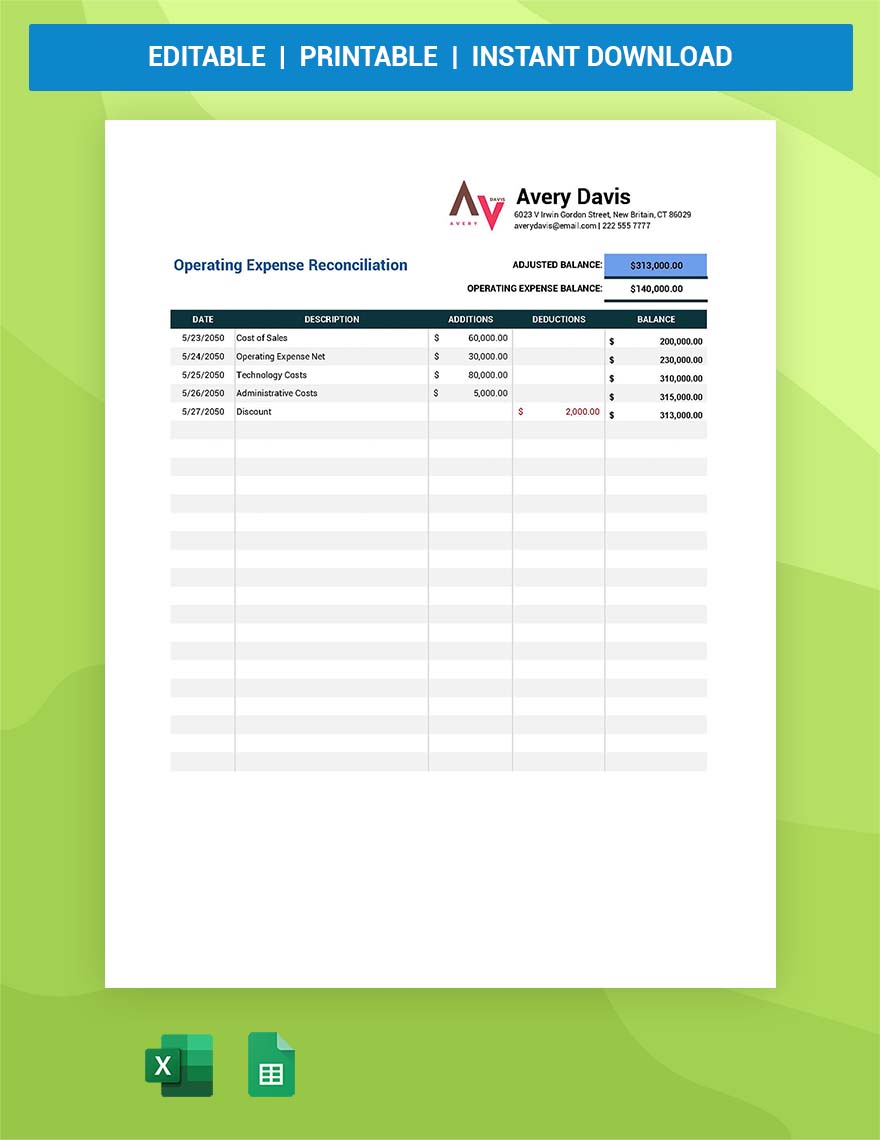 Expense Reconciliation Template Excel