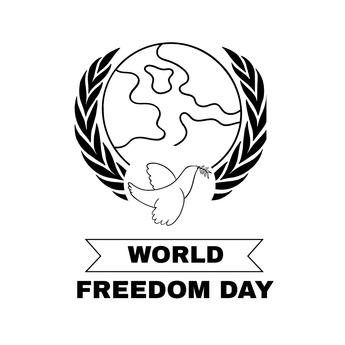 World Freedom Day Drawing Vector Template