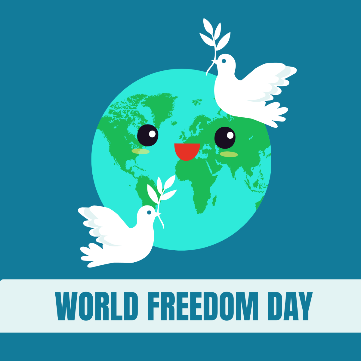 World Freedom Day Cartoon Vector Template