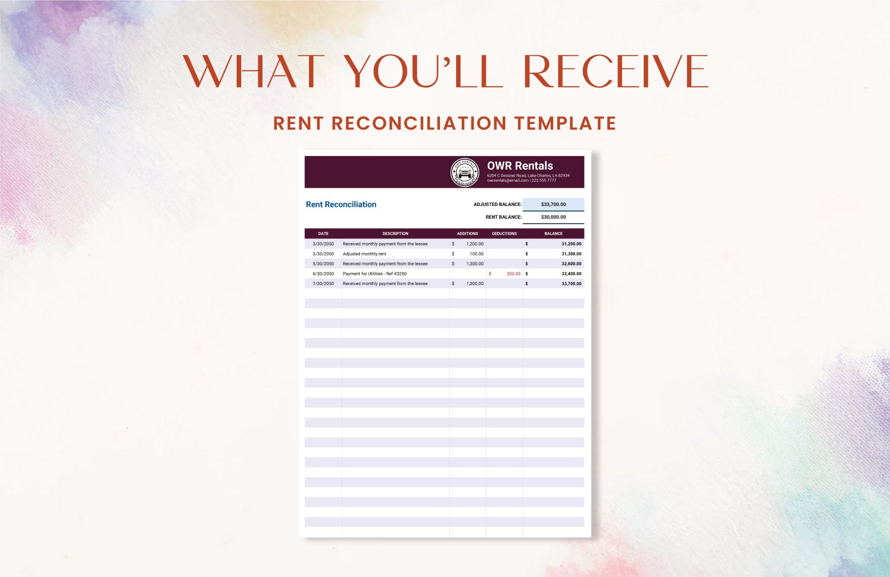 Rent Reconciliation Template