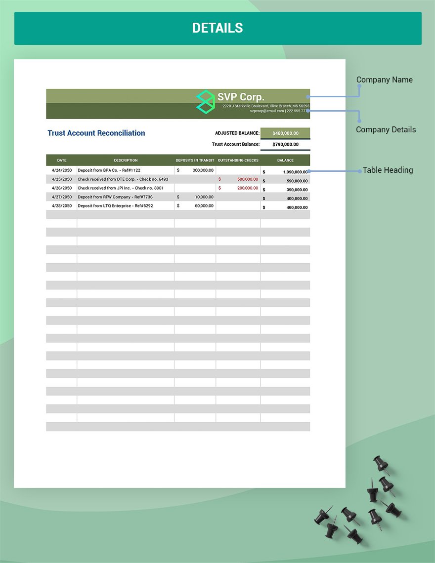 Trust Account Reconciliation Template Google Sheets Excel Template net