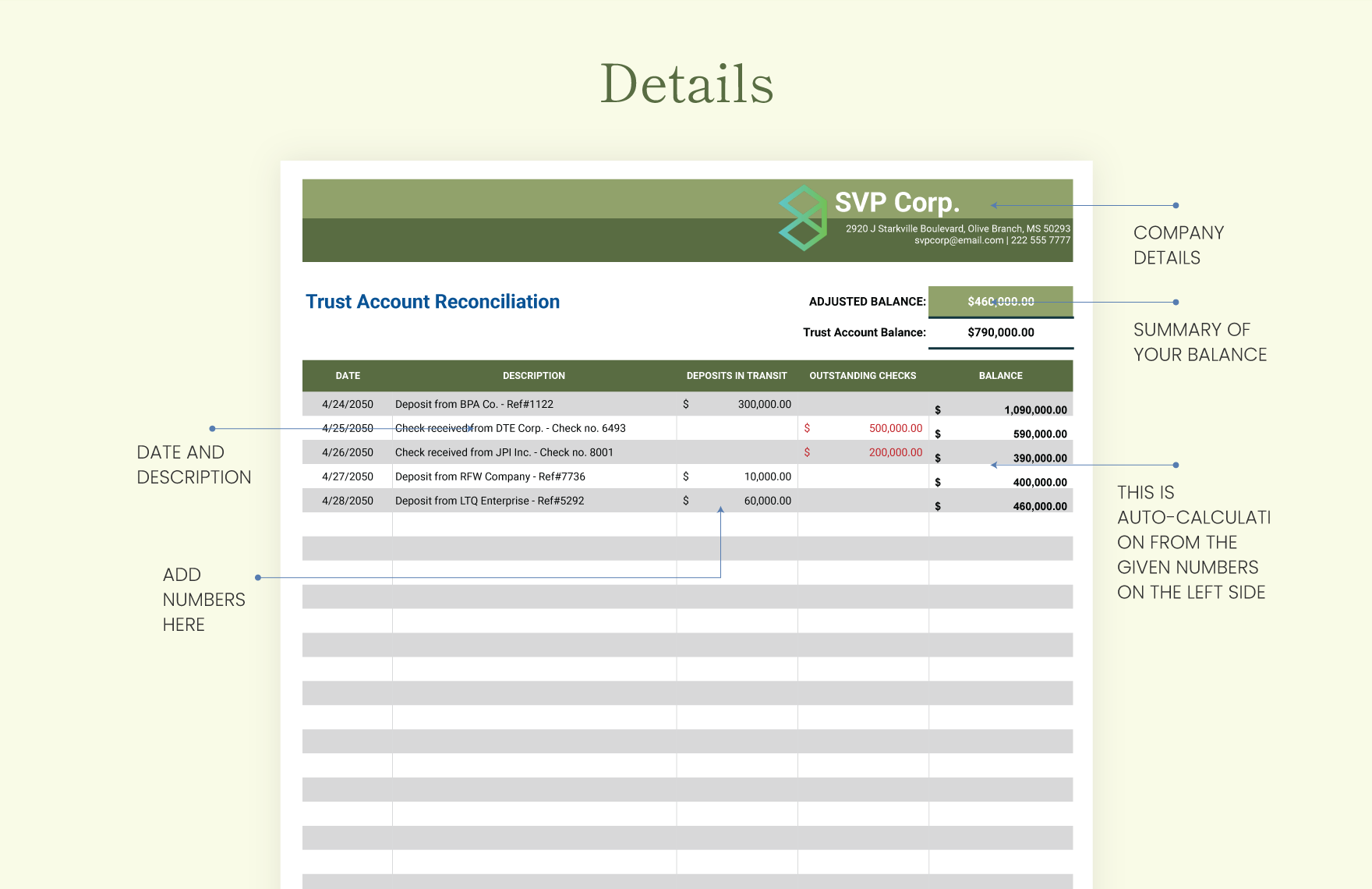 Trust Account Reconciliation Template Excel Google Sheets Template net