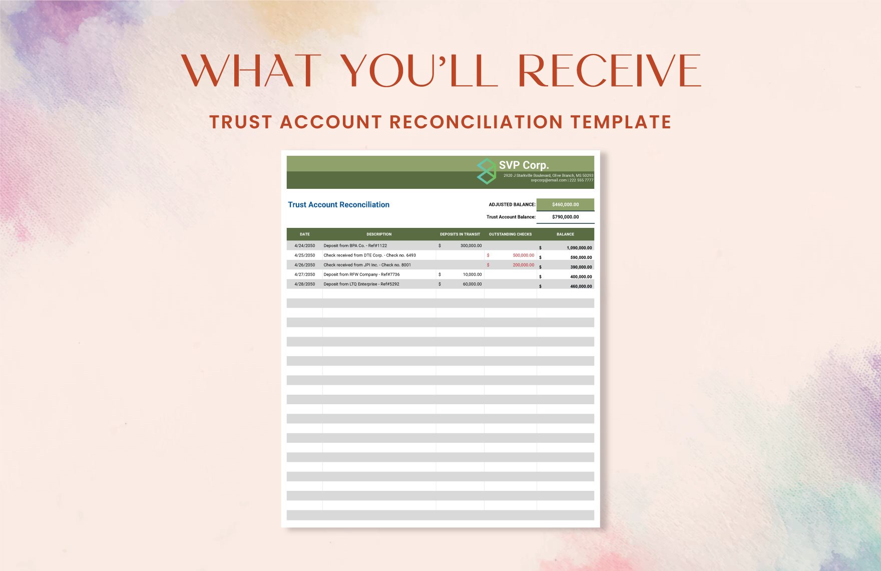 Trust Account Reconciliation Template
