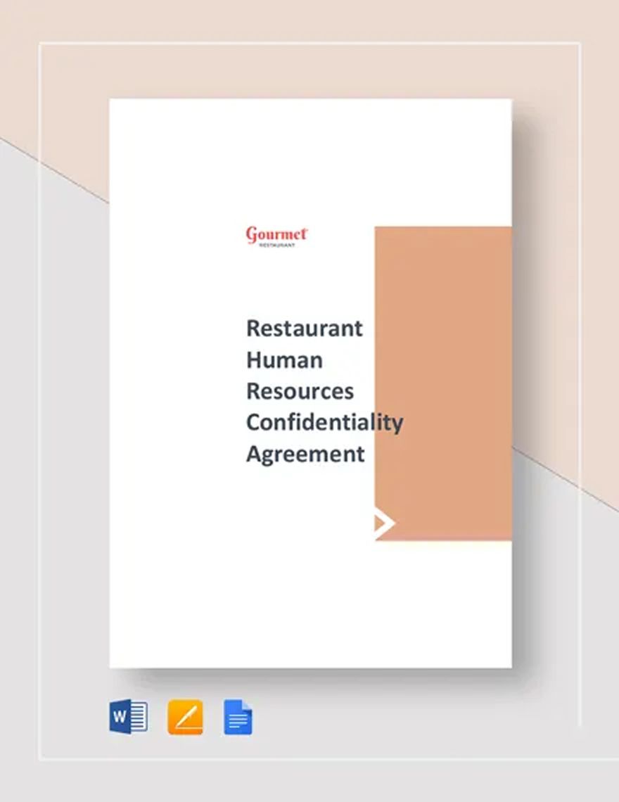 Restaurant Human Resources Confidentiality Agreement Template