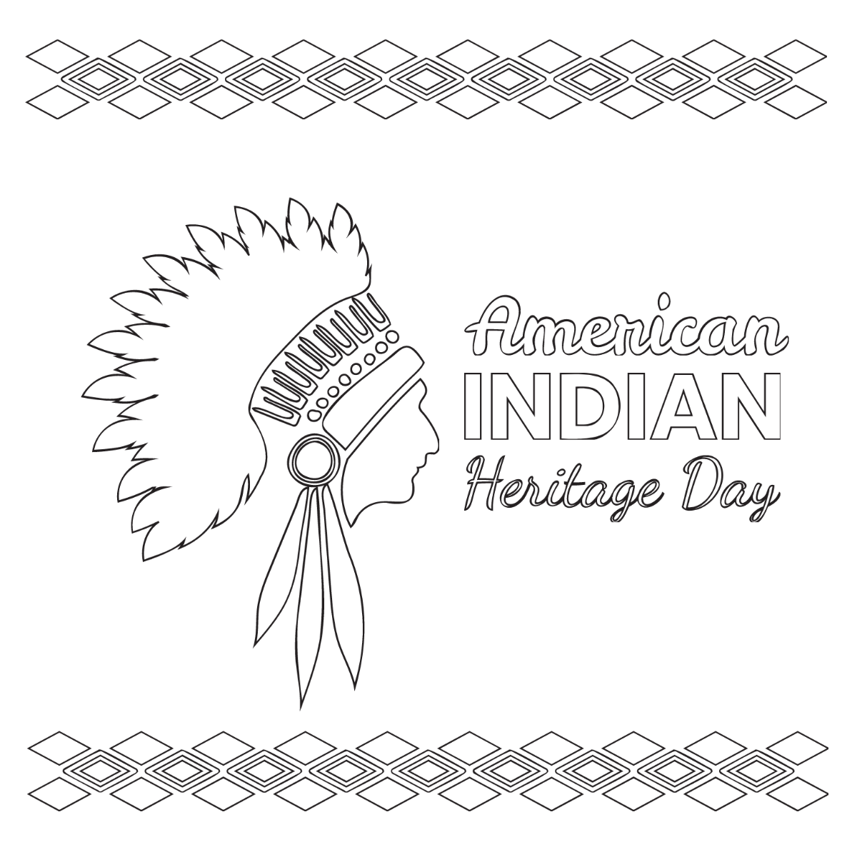 American Indian Heritage Day Drawing Vector Template